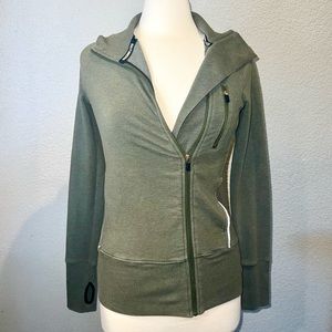 ABERCROMBIE & FITCH Army Green Collared Zip-Up Sweatshirt